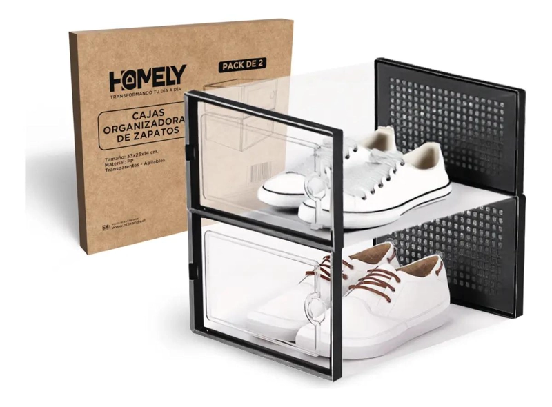 CAJA ORGANIZADORA APILABLE PARA ZAPATOS CON ESTRUCTURA FIRME Y DISEÑO PRACTICO - 1