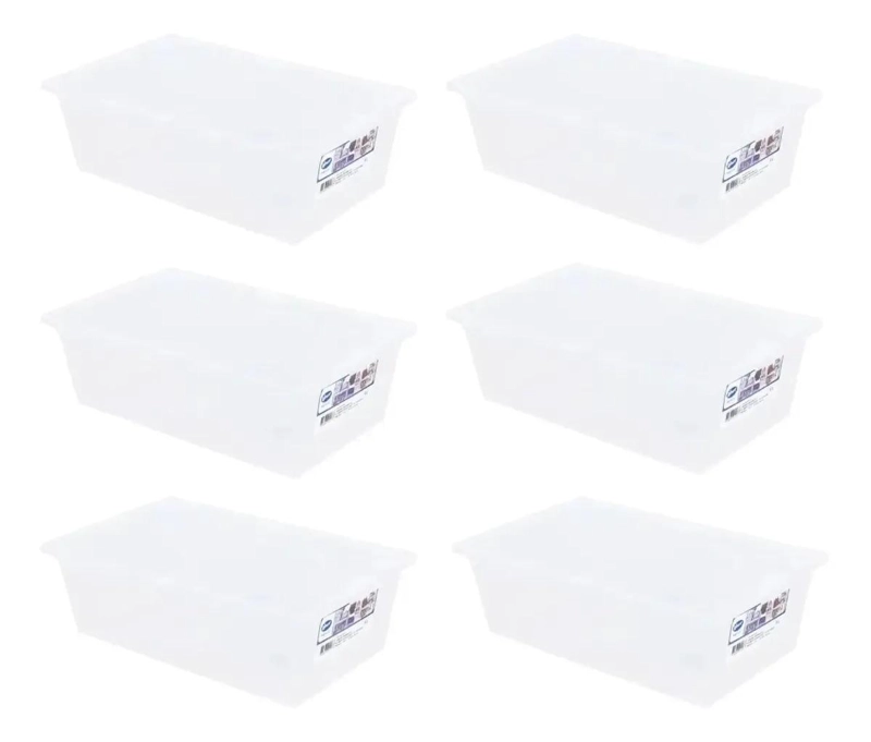 SET DE 6 CAJAS ORGANIZADORAS DE 6 LITROS CON TAPA Y DISEÑO COMPACTO - 1