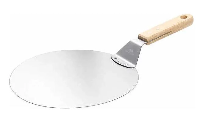 PALA REDONDA PARA PIZZA DE 30 CM CON MANGO DE MADERA Y ACERO INOXIDABLE - 5