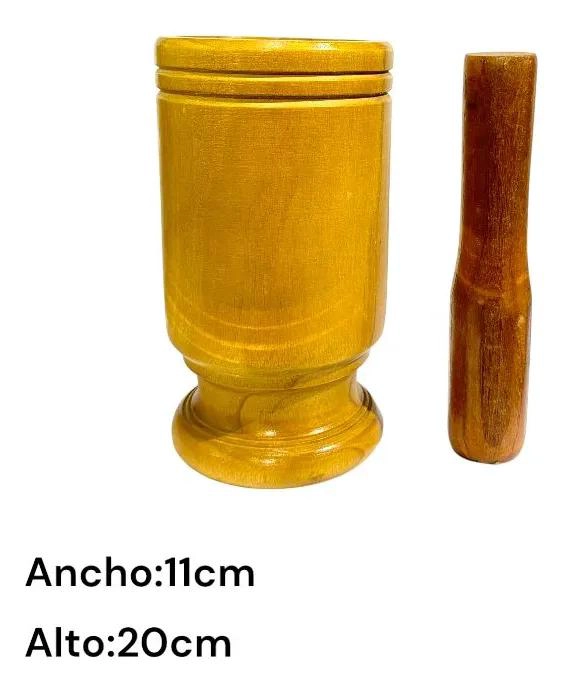 MORTERO DE MADERA GRANDE PARA HIERBAS Y AJOS CON DISEÑO ROBUSTO - 4