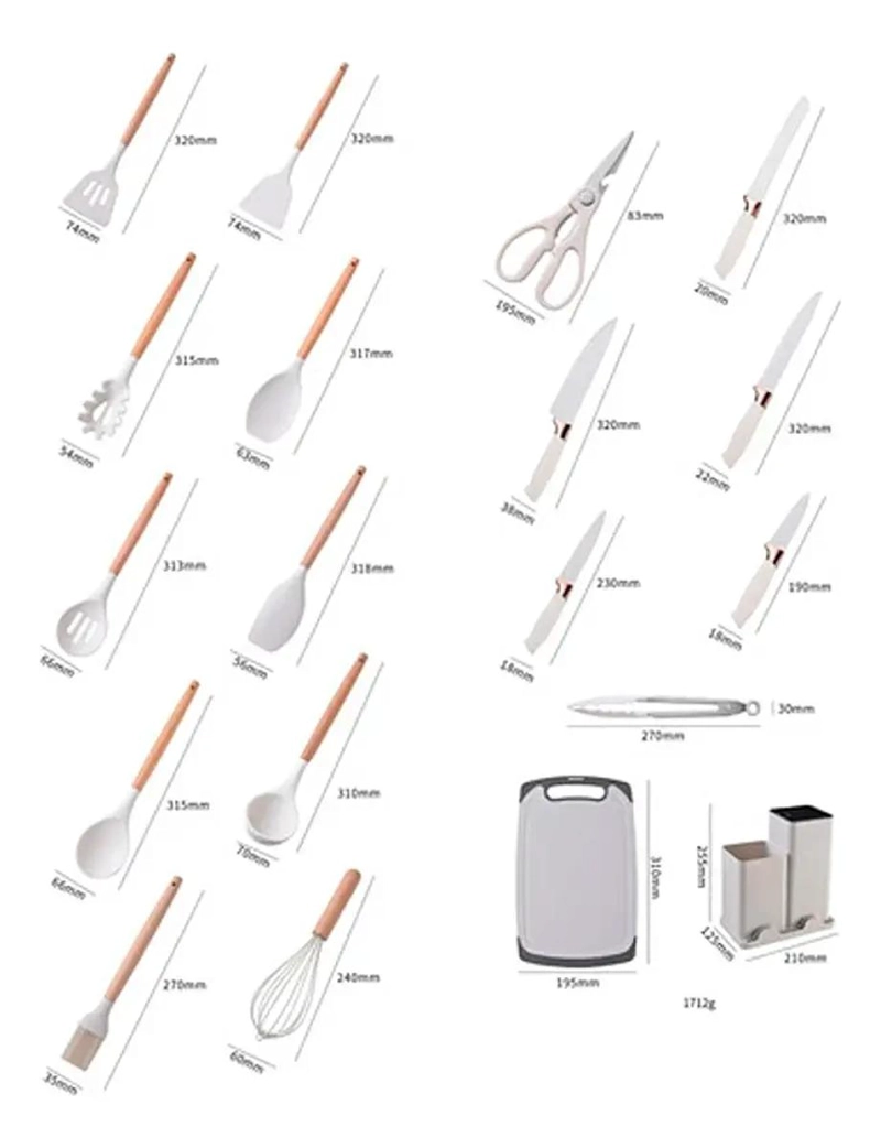 SET COMPLETO DE 19 UTENSILIOS DE COCINA CON RECUBRIMIENTO ANTIADHERENTE Y MANGO - 3
