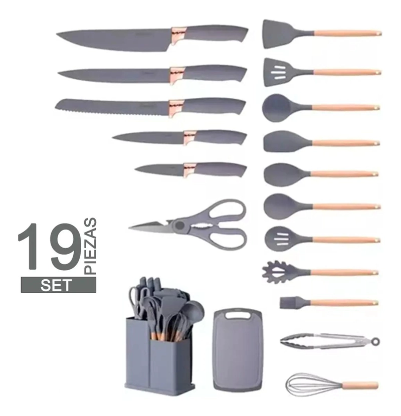 SET COMPLETO DE 19 UTENSILIOS DE COCINA CON RECUBRIMIENTO ANTIADHERENTE Y MANGO - 4