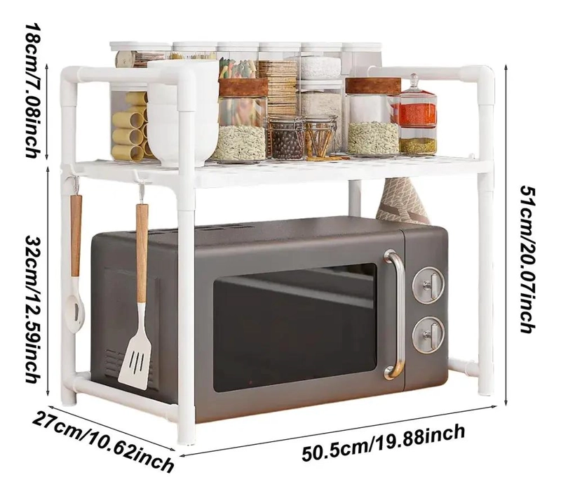 ESTANTE ORGANIZADOR DE COCINA DE 2 NIVELES PARA MICROONDAS Y UTENSILIOS - 4