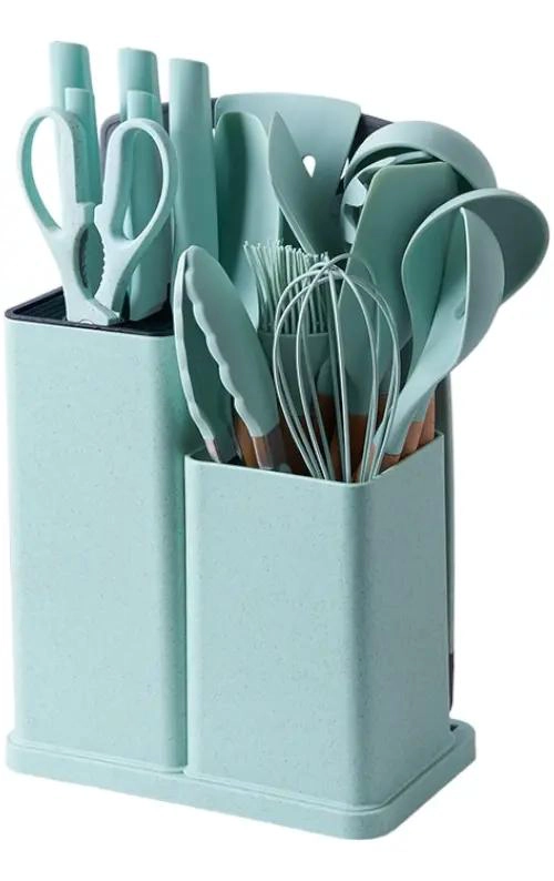 JUEGO DE UTENSILIOS DE COCINA CON 19 PIEZAS DE SILICONA ANTIADHERENTE - 1