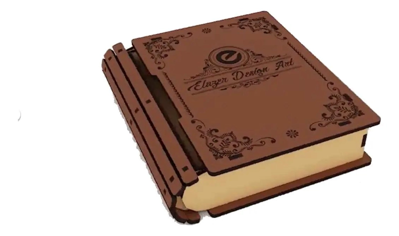 CAJA ORGANIZADORA DE MADERA CON TAPA ESTILO LIBRO PARA ALMACENAMIENTO - 1