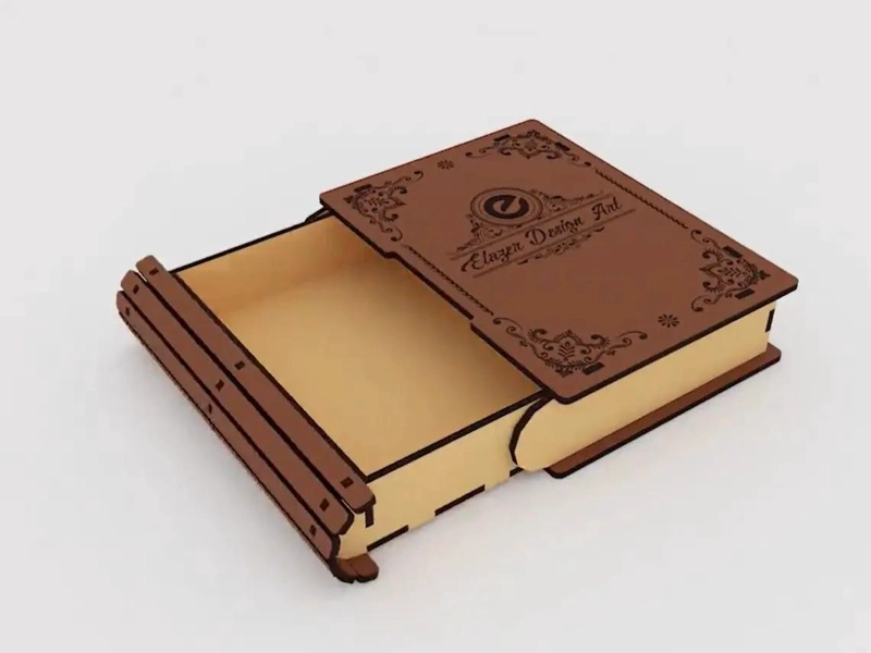 CAJA ORGANIZADORA DE MADERA CON TAPA ESTILO LIBRO PARA ALMACENAMIENTO - 2