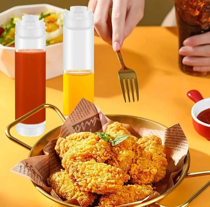 SET DE 3 DISPENSADORES PARA SALSA EN PLASTICO SEGURO SIN BPA - 4