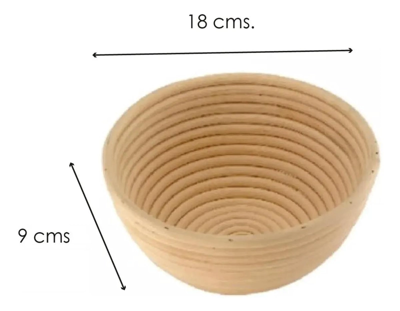 CESTA FERMENTADORA REDONDA PARA PAN DE RATTAN 18X9 CM - 2
