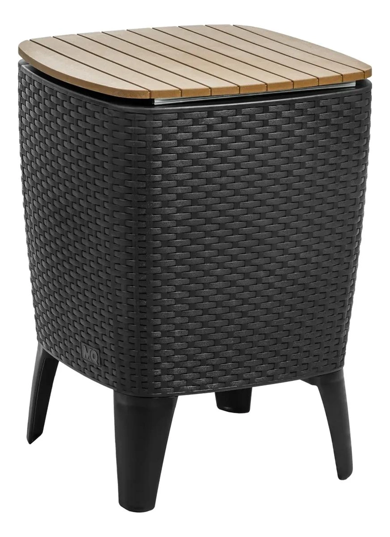 MESA COOLER TIPO RATTAN NEGRO Y CAFE  PARA TERRAZA - 1