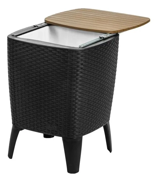 MESA COOLER TIPO RATTAN NEGRO Y CAFE  PARA TERRAZA - 2