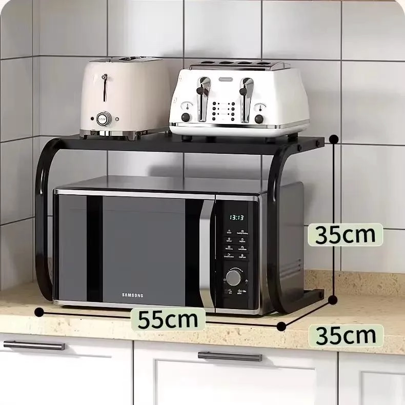 SOPORTE METALICO NEGRO PARA MICROONDAS CON DOBLE NIVEL Y DISEÑO RESISTENTE - 2