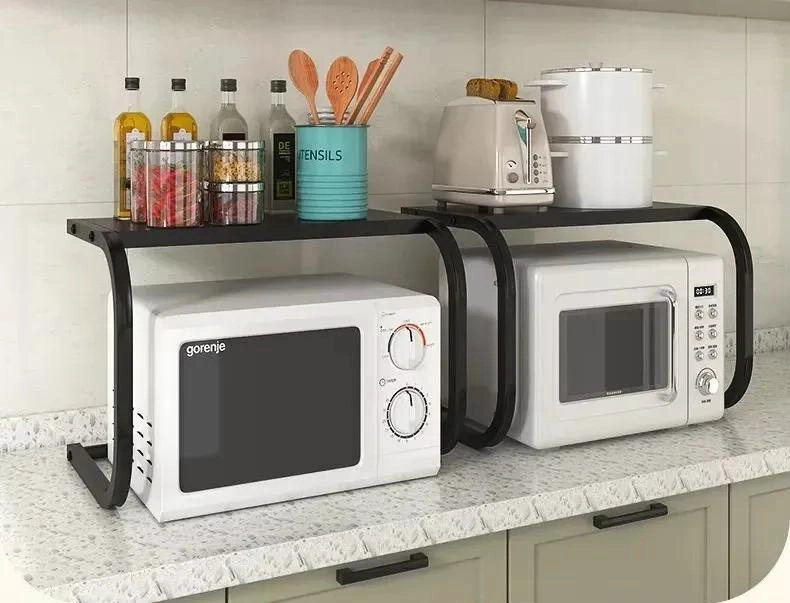 SOPORTE METALICO NEGRO PARA MICROONDAS CON DOBLE NIVEL Y DISEÑO RESISTENTE - 4