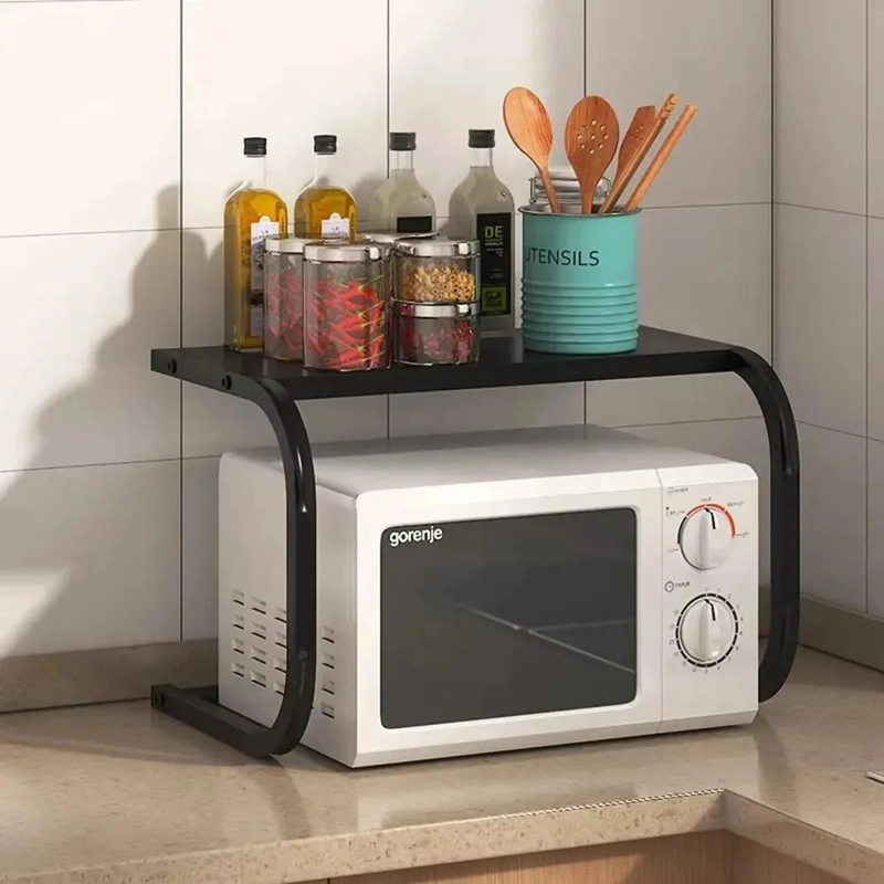 SOPORTE METALICO NEGRO PARA MICROONDAS CON DOBLE NIVEL Y DISEÑO RESISTENTE - 5