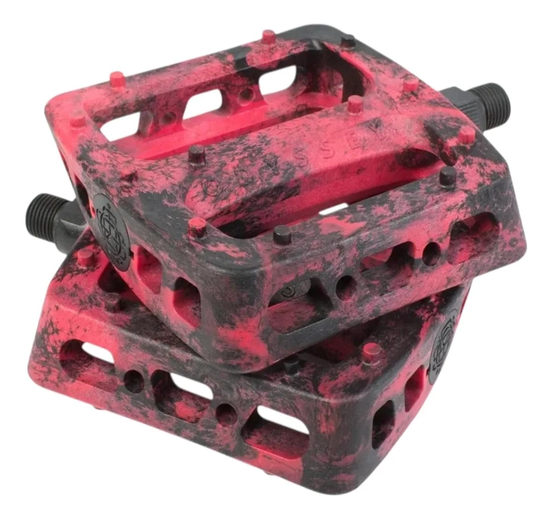 PEDALES PARA BICICLETA BMX CON DISEÑO TWISTED PRO EN NEGRO Y ROJO - 2