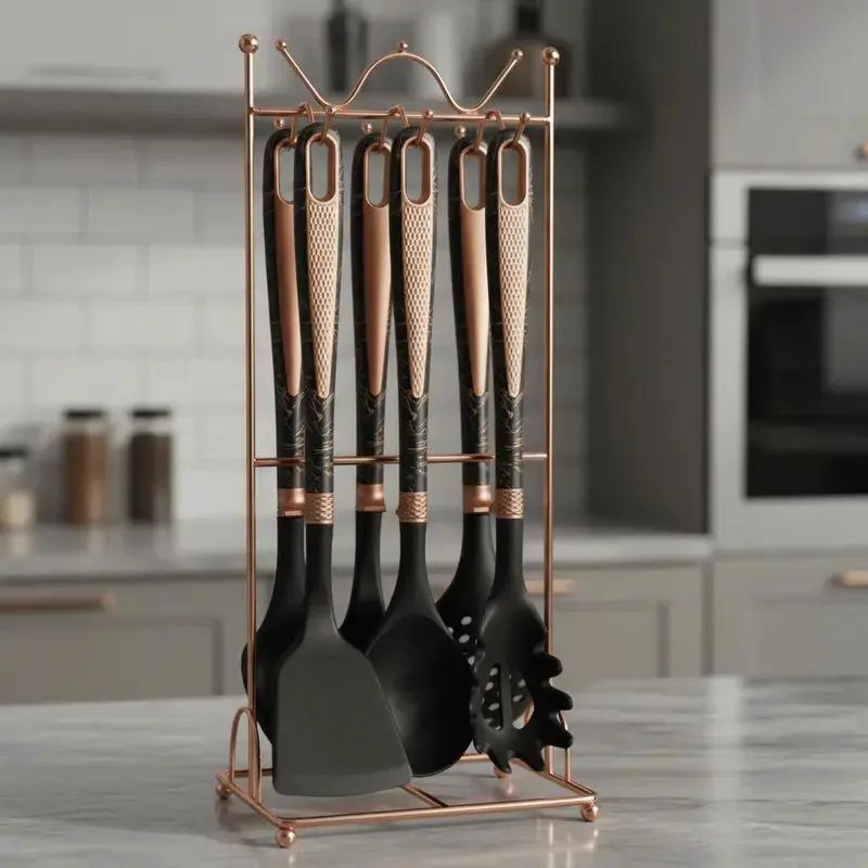 SET DE UTENSILIOS DE COCINA CON 7 PIEZAS Y SOPORTE METALICO - 3