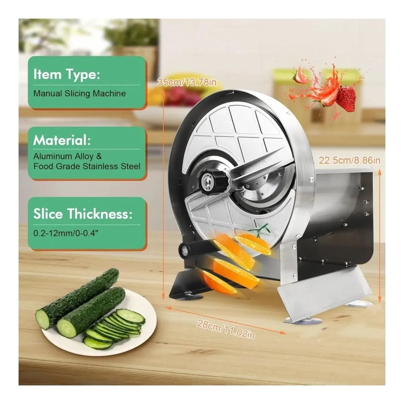 CORTADORA MANUAL PARA FRUTAS Y VERDURAS CON AJUSTE DE GROSOR DE ACERO INOXIDABLE - 4