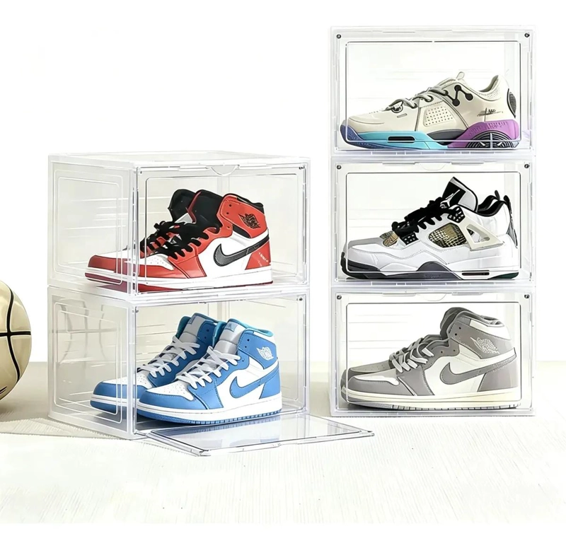 SET DE 5 CAJAS ORGANIZADORAS APILABLES PARA ZAPATOS CON TAPA TRANSPARENTE - 1