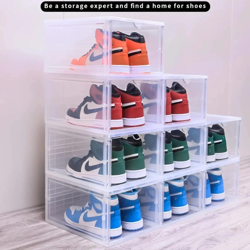 SET DE 5 CAJAS ORGANIZADORAS APILABLES PARA ZAPATOS CON TAPA TRANSPARENTE - 4