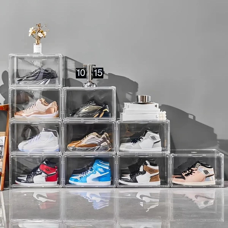 SET DE 5 CAJAS ORGANIZADORAS APILABLES PARA ZAPATOS CON TAPA TRANSPARENTE - 5