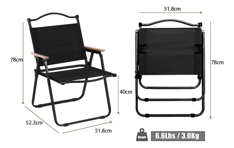 CONJUNTO DE 4 SILLAS PLEGABLES PARA CAMPING Y PLAYA CON TELA OXFORD NEGRA Y ALTA - 2