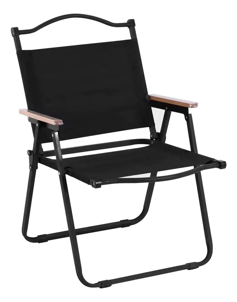 CONJUNTO DE 4 SILLAS PLEGABLES PARA CAMPING Y PLAYA CON TELA OXFORD NEGRA Y ALTA - 3
