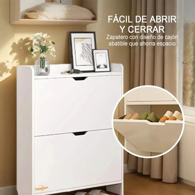 MUEBLE ORGANIZADOR PARA ZAPATOS CON 2 NIVELES Y CAJONERA INTEGRADA - 4