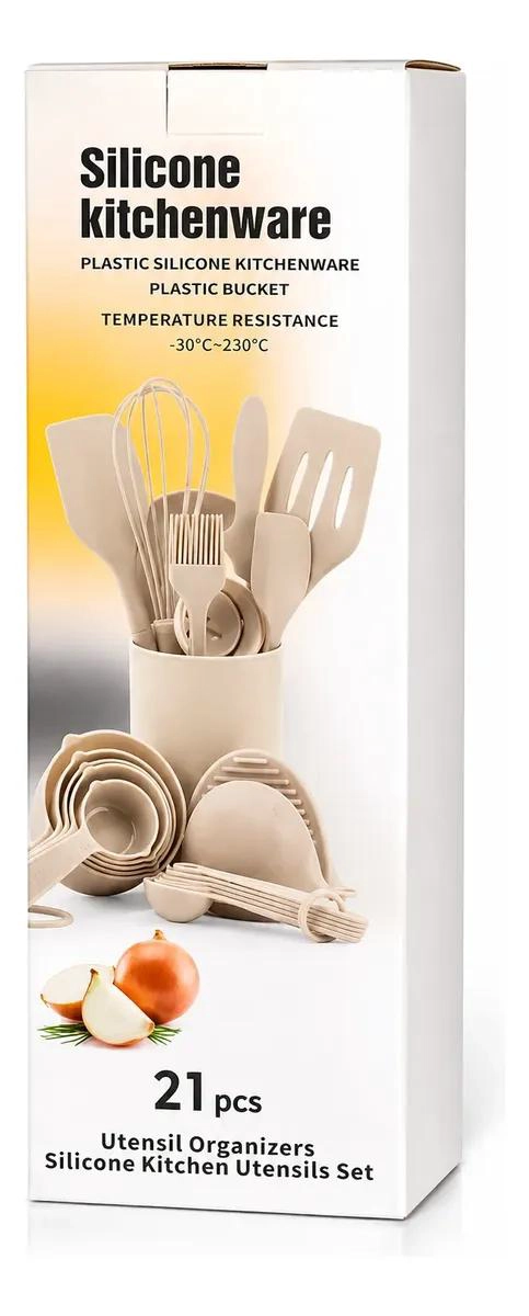 SET DE UTENSILIOS DE COCINA DE SILICONA CON SOPORTE DE 21 PIEZAS - 1
