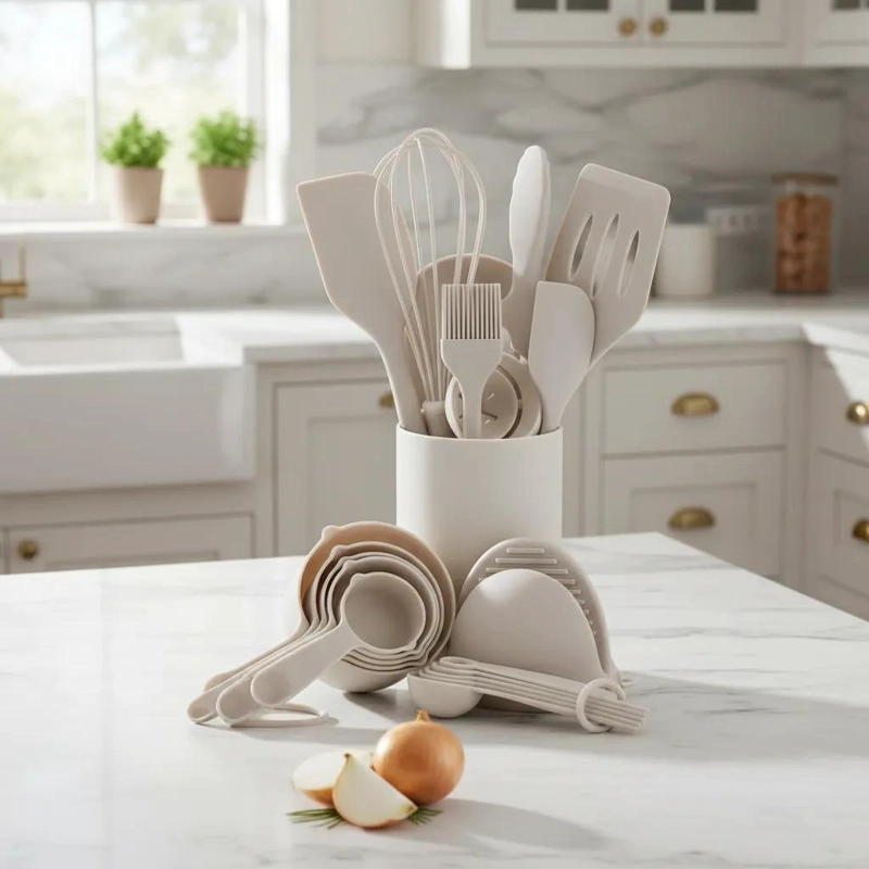 SET DE UTENSILIOS DE COCINA DE SILICONA CON SOPORTE DE 21 PIEZAS - 3
