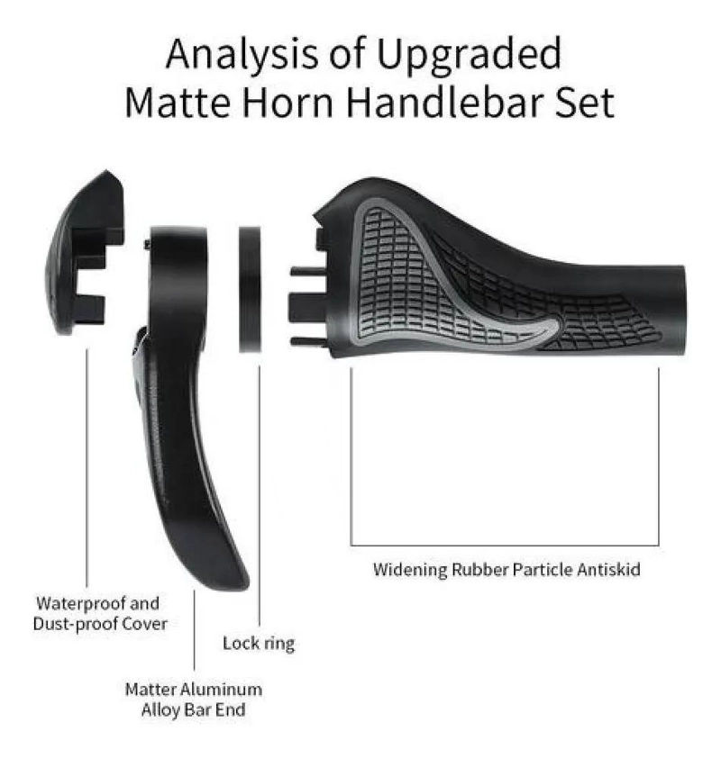 PUÑOS ERGONOMICOS AJUSTABLES PARA BICICLETA CON CUERNOS DE AGARRE - 3