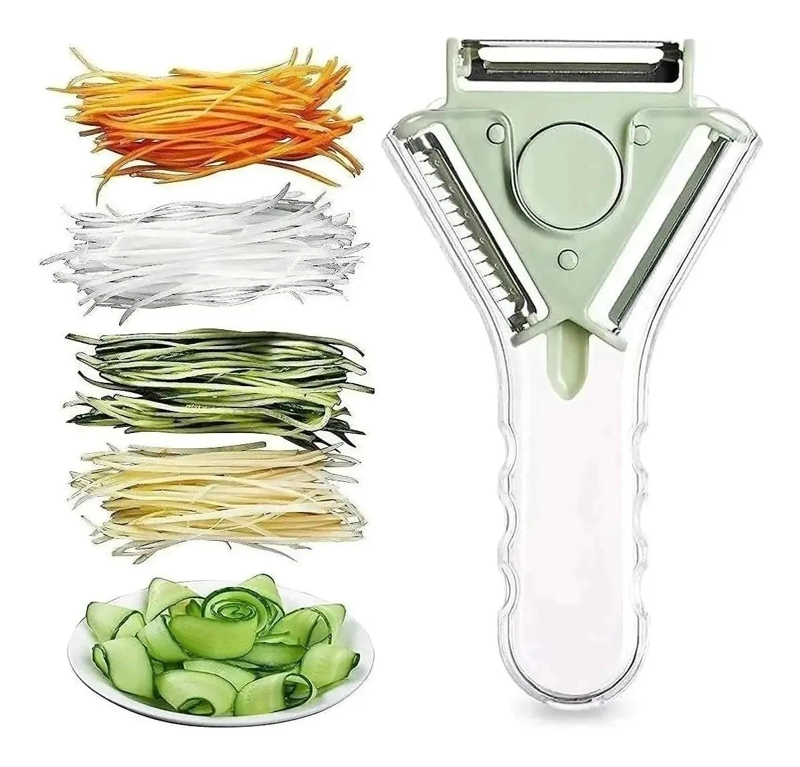PELADOR GIRATORIO MULTIUSO 3 EN 1 PARA FRUTAS Y VERDURAS CON CUCHILLAS INTERCAMB - 1