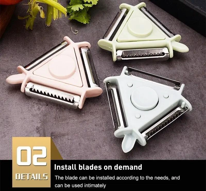 PELADOR GIRATORIO MULTIUSO 3 EN 1 PARA FRUTAS Y VERDURAS CON CUCHILLAS INTERCAMB - 3