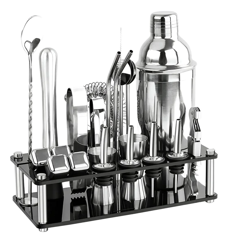 SET COMPLETO DE COCTELES PARA BAR CON 23 PIEZAS Y BASE DE 750ML - 1