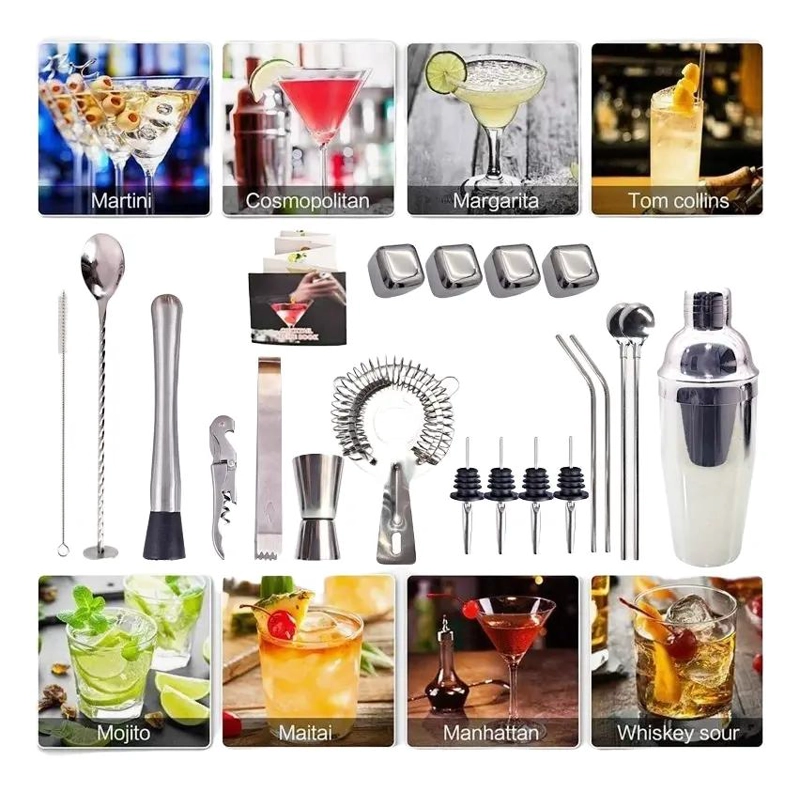 SET COMPLETO DE COCTELES PARA BAR CON 23 PIEZAS Y BASE DE 750ML - 5