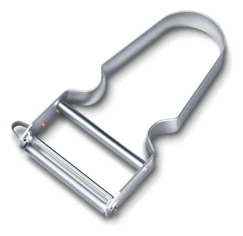 PELADOR DE COCINA CON CUCHILLA AFILADA Y MANGO ERGONOMICO GRIS - 2