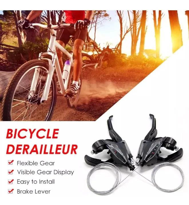 JUEGO DE CAMBIOS Y MANILLAS DE FRENO PARA BICICLETA 3X7 VELOCIDADES - 4