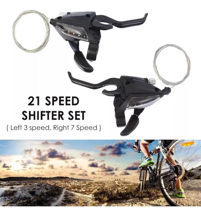 JUEGO DE CAMBIOS Y MANILLAS DE FRENO PARA BICICLETA 3X7 VELOCIDADES - 5