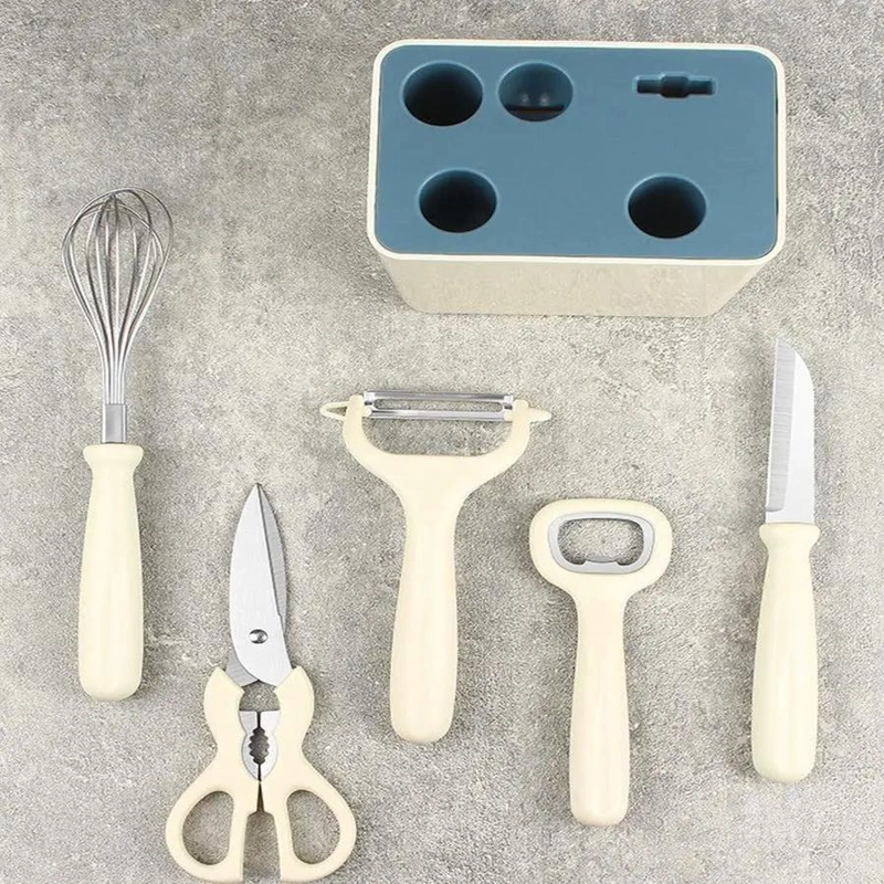 SET DE 6 UTENSILIOS DE COCINA CON SOPORTE PARA ORGANIZACION - 5