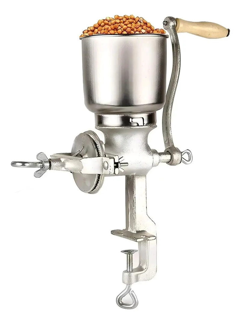 MOLINO MANUAL METALICO CON TOLVA ALTA PARA MOLER GRANOS - 2