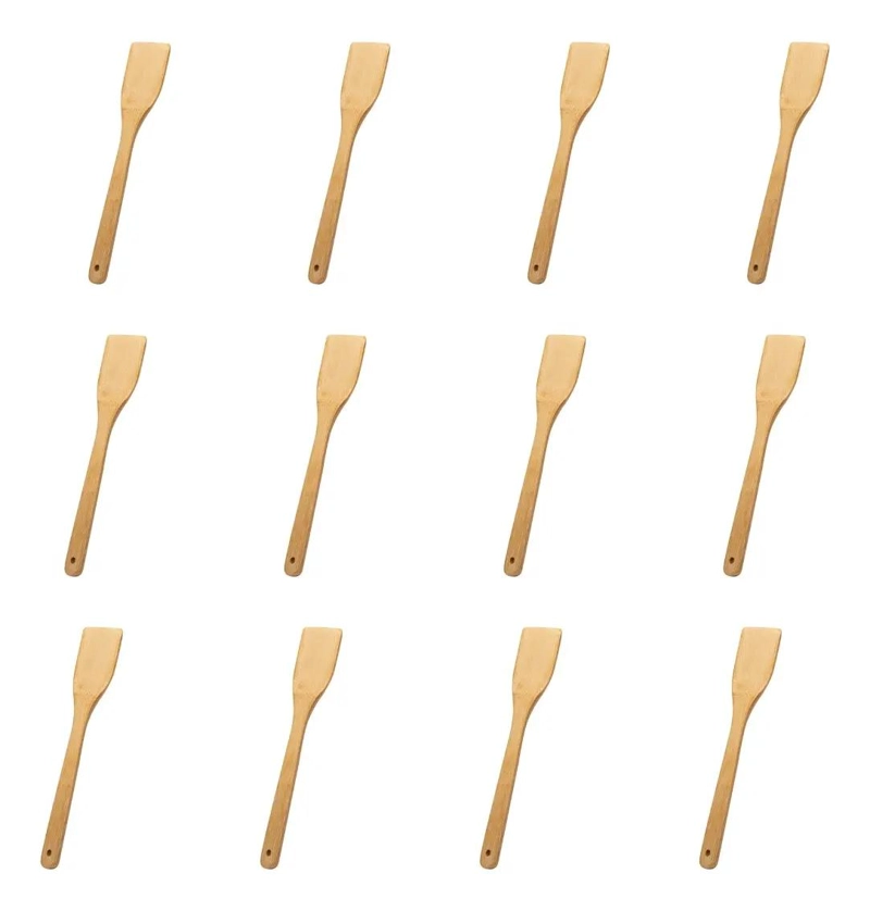 SET DE 12 CUCHARONES Y ESPATULAS DE MADERA DE BAMBU DE 30 CM - 1
