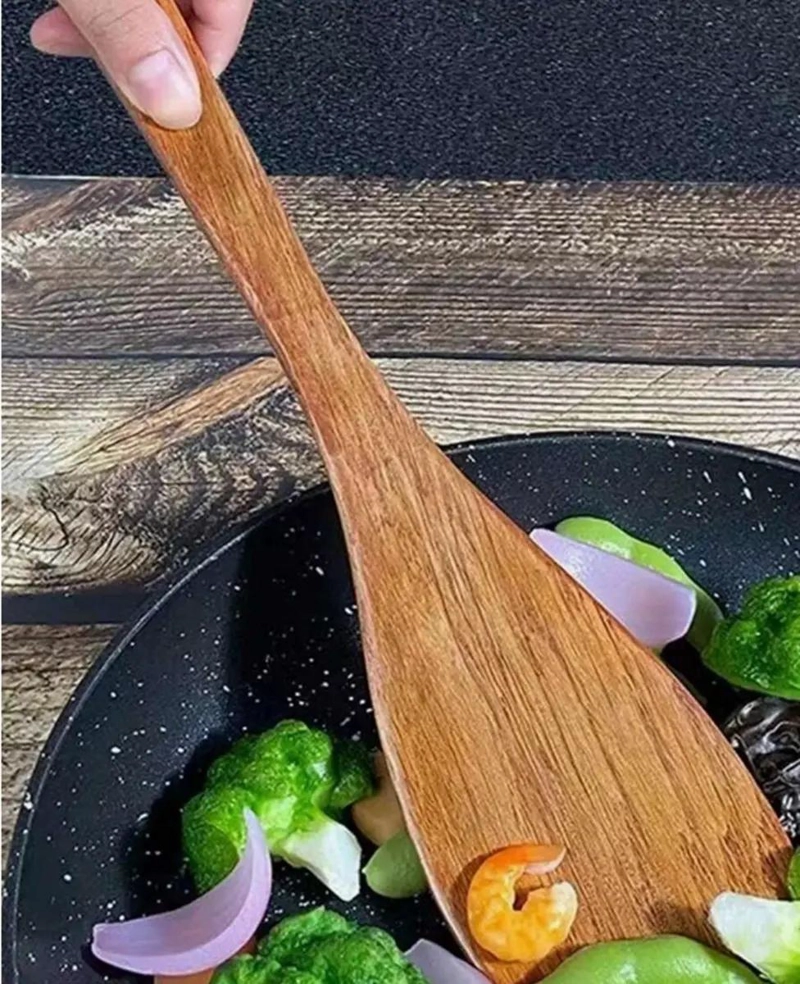 SET DE 12 CUCHARONES Y ESPATULAS DE MADERA DE BAMBU DE 30 CM - 5