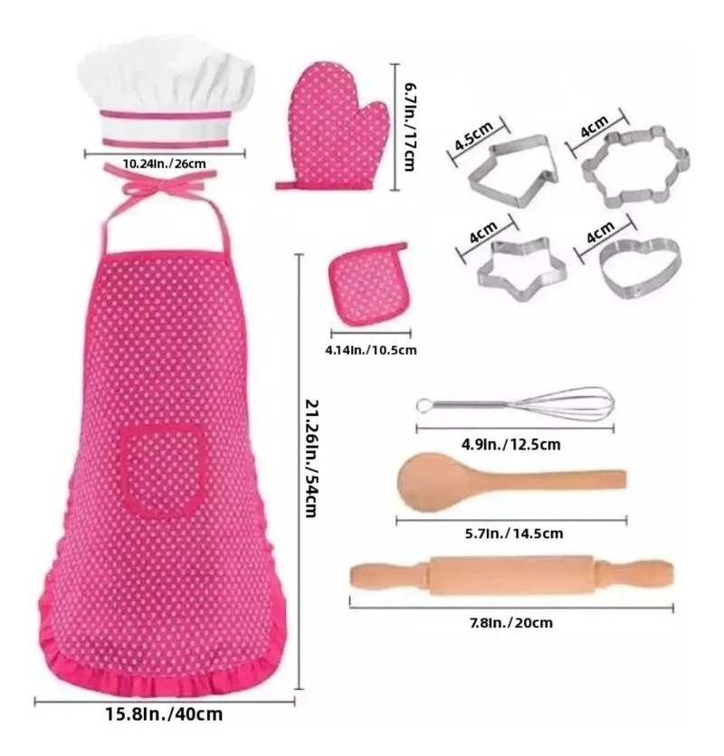 KIT INFANTIL PARA REPOSTERIA CON DELANTAL Y UTENSILIOS BASICOS - 4