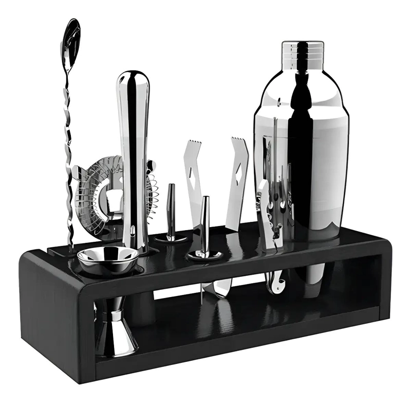 KIT COMPLETO DE COCTELERA INOXIDABLE CON 10 PIEZAS PARA BARTENDER - 1