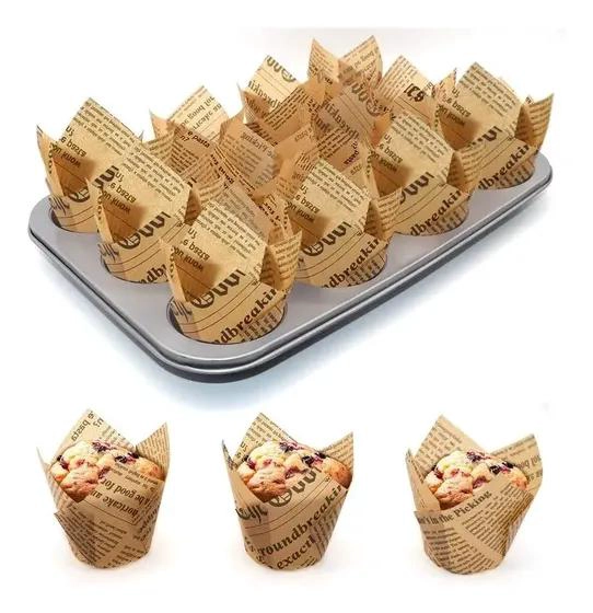 100 TULIPAS DE PAPEL PARA MUFFINS Y CUPCAKES EN COLOR BLANCO - 1