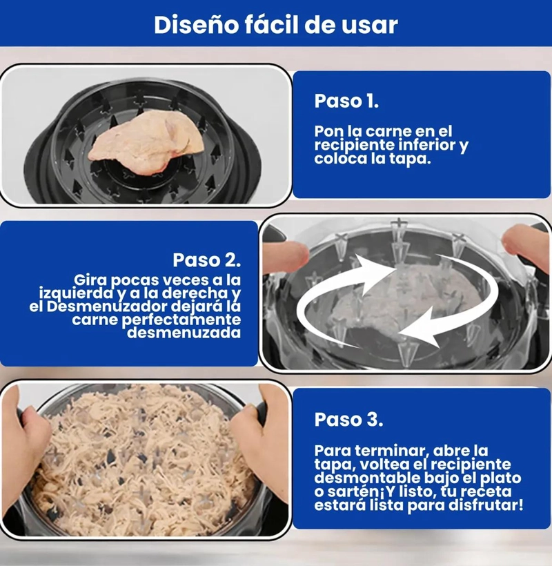 PICADORA DE CARNE Y POLLO PARA COCINA CON CUCHILLAS AFILADAS - 5
