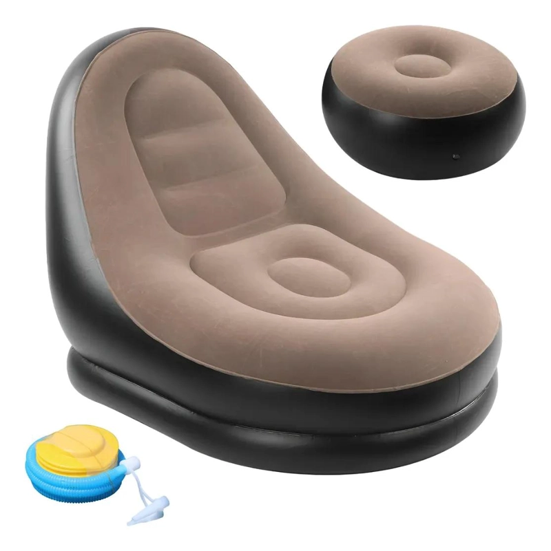 SOFA TUMBONA INFLABLE CON REPOSAPIE S Y PUFF INTEGRADO PARA DESCANSO - 1