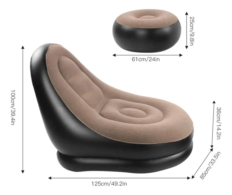 SOFA TUMBONA INFLABLE CON REPOSAPIE S Y PUFF INTEGRADO PARA DESCANSO - 2