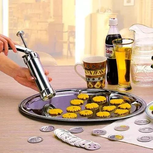 MAQUINA PARA PREPARAR GALLETAS CON DISEÑO PLATEADO ELEGANTE - 2
