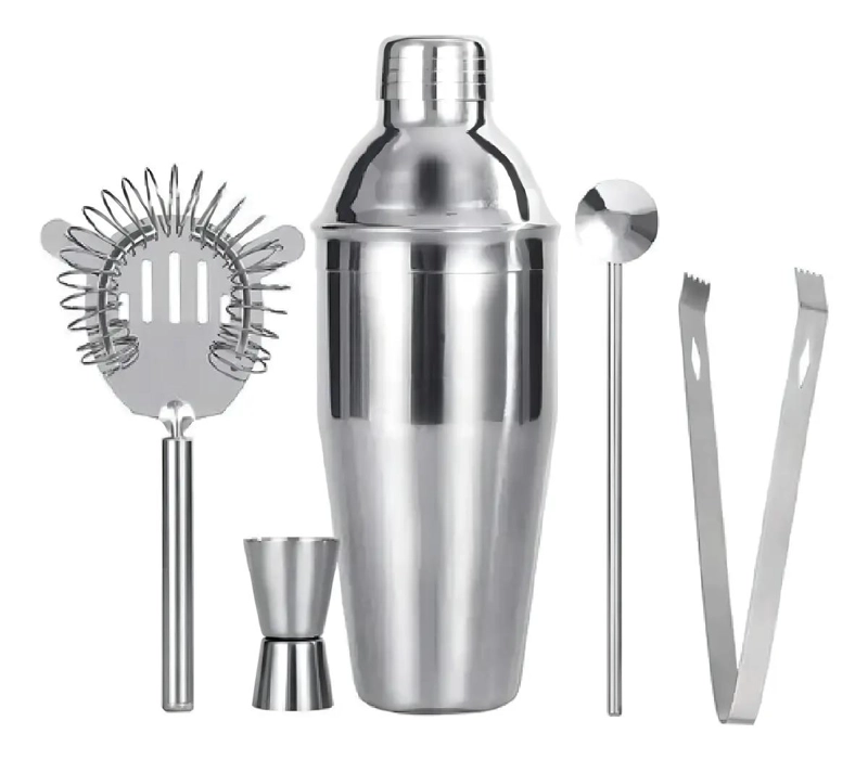 SET DE COCTELERIA DE 5 PIEZAS EN ACERO INOXIDABLE PARA BARTENDER - 1