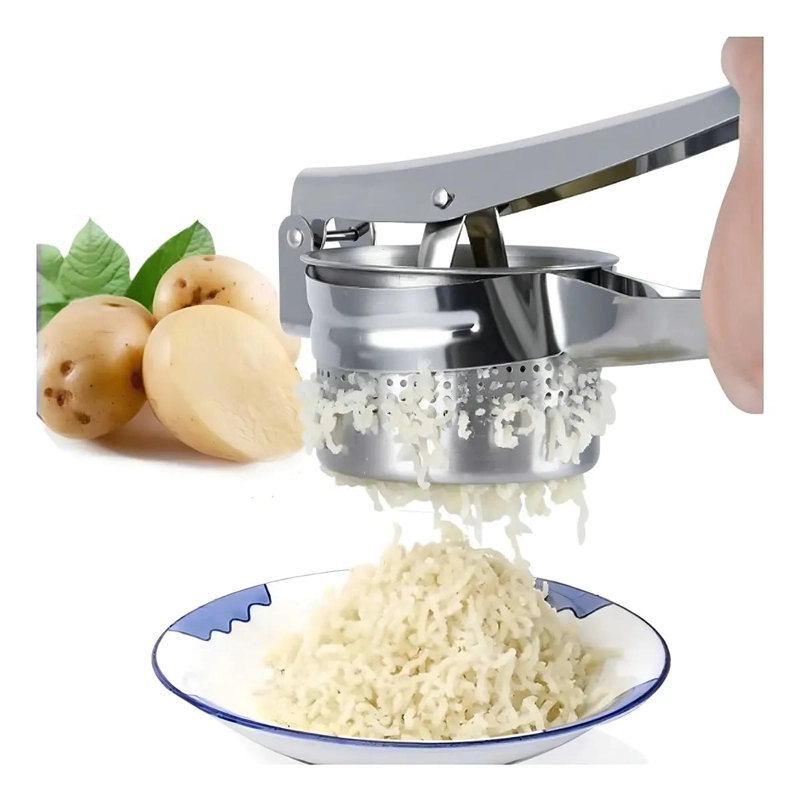 PRENSA PARA PAPAS DE ACERO INOXIDABLE CON MANGO ERGONOMICO - 1