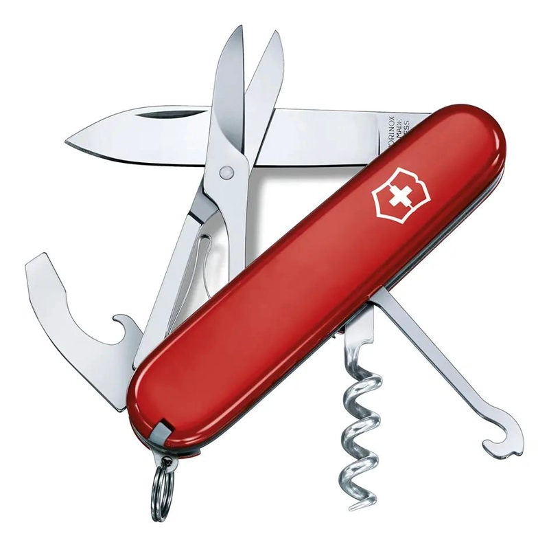 NAVAJA COMPACTA COLOR ROJO CON MULTIPLES HERRAMIENTAS INTEGRADAS - 1
